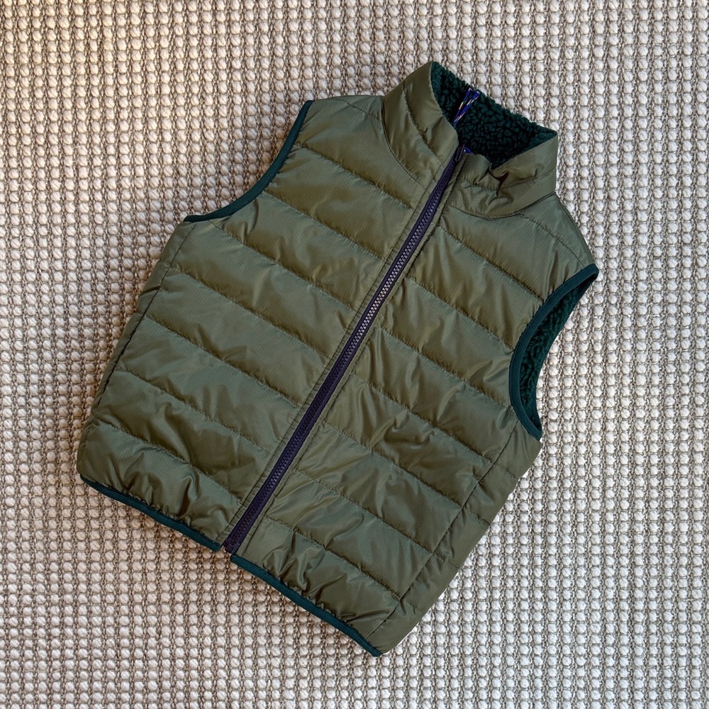 J. Crew Olive Reversible Kids Puffer Vest